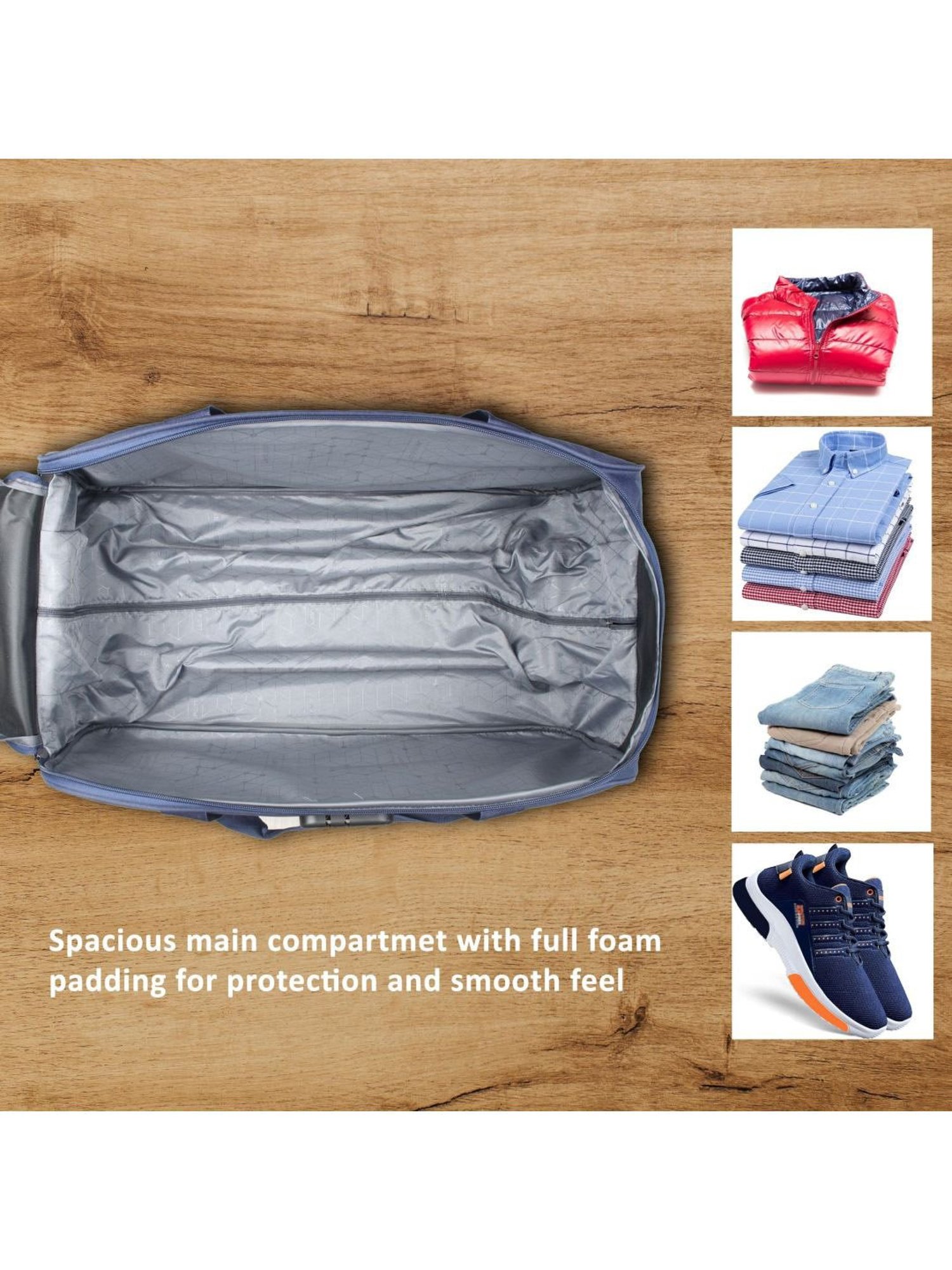 Lavie Sport 53 cms Camelot Wheel Duffle Bag With Combi Lock | Trolley Bag (Navy)