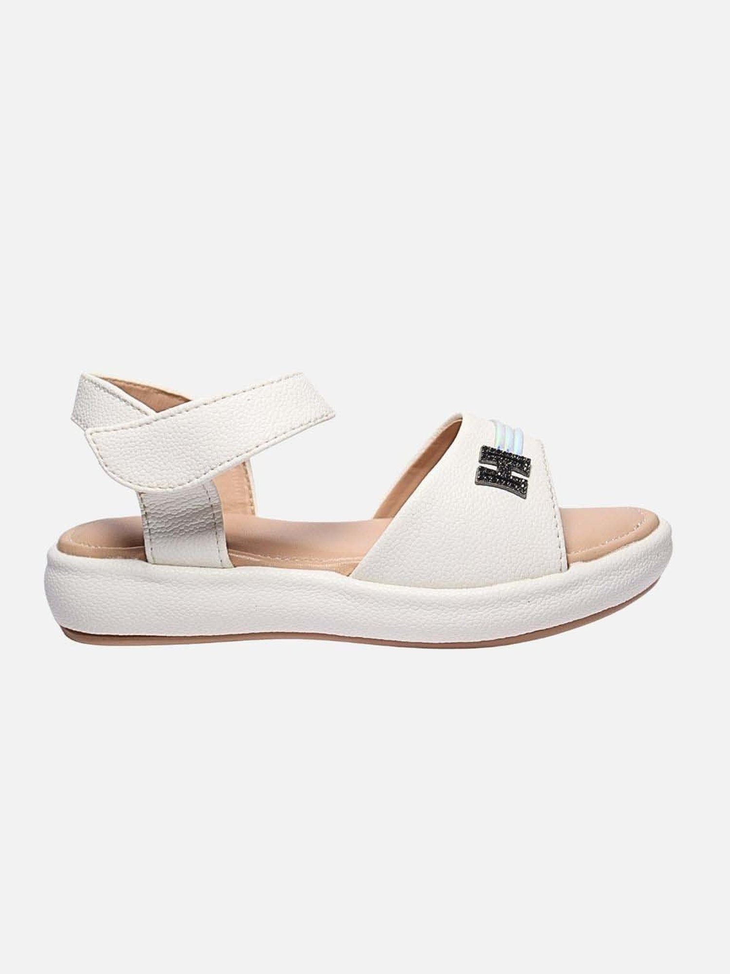 Tiny Bugs Girls Off White & Pink Party Wear Slip Ons