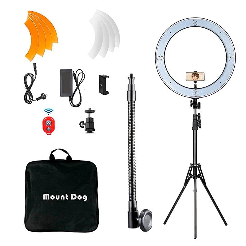 18quot Ring Light Kit 55W Bluetooth LED Ringlight Lighting with Tripod Stand Dimmable 3200K5500K YouTube Circle Lighting Ringlights for Makeup Video Photography Blogging Portrait