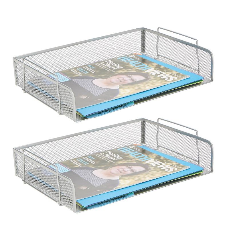Mind Reader 2pc Stackable Letter Trays Mesh Silver