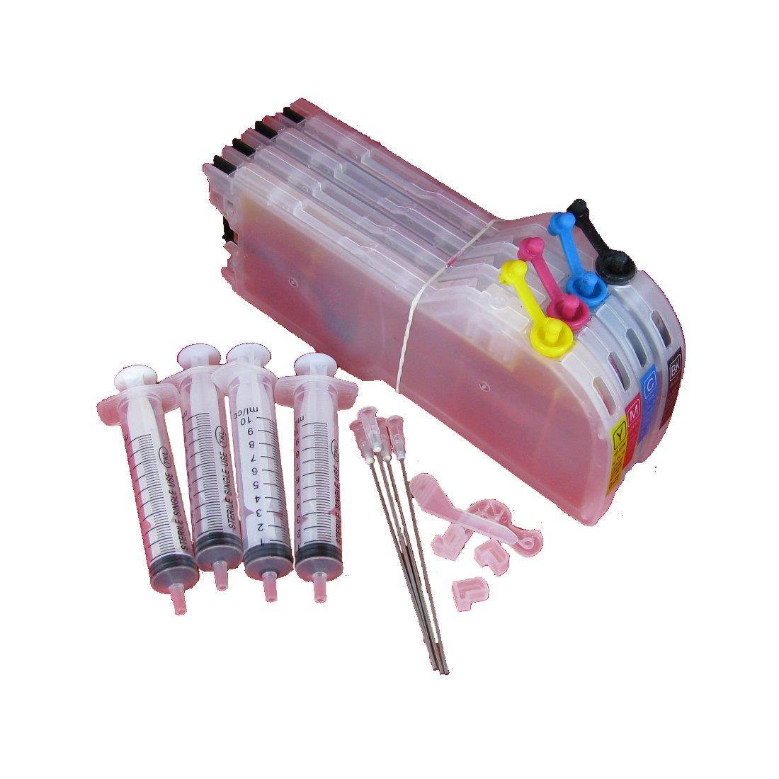 One-set Long Refillable Cartridges with Ink for Brother LC71 Ink Cartridges with Auto-reset Chips