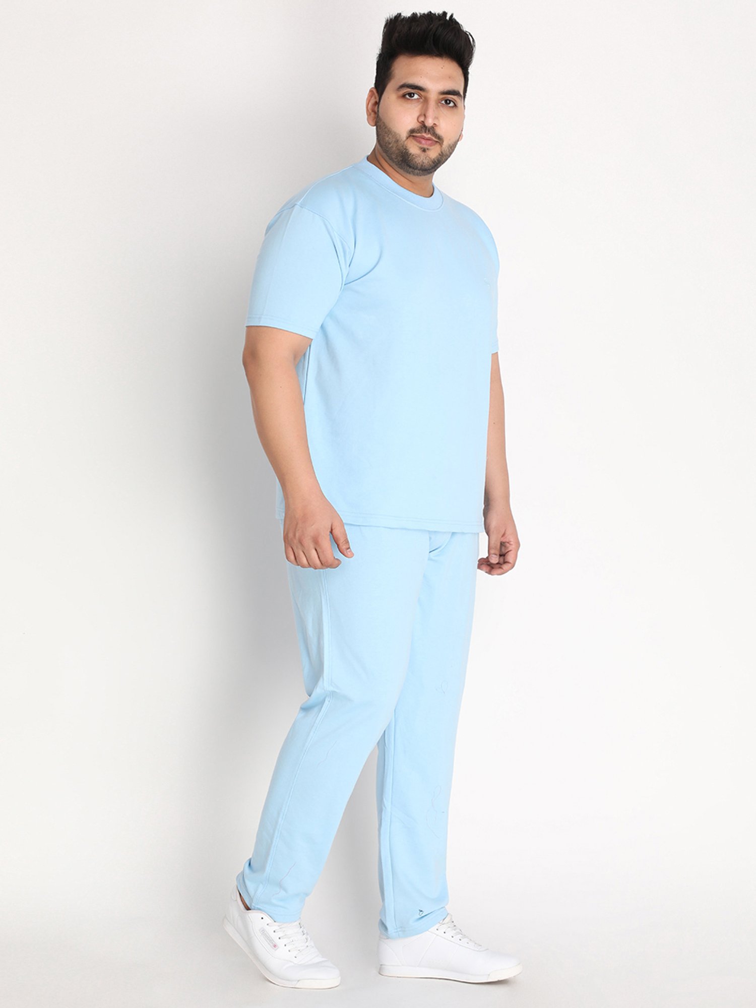 Chkokko Sky Blue Cotton Relaxed Fit Track Suit