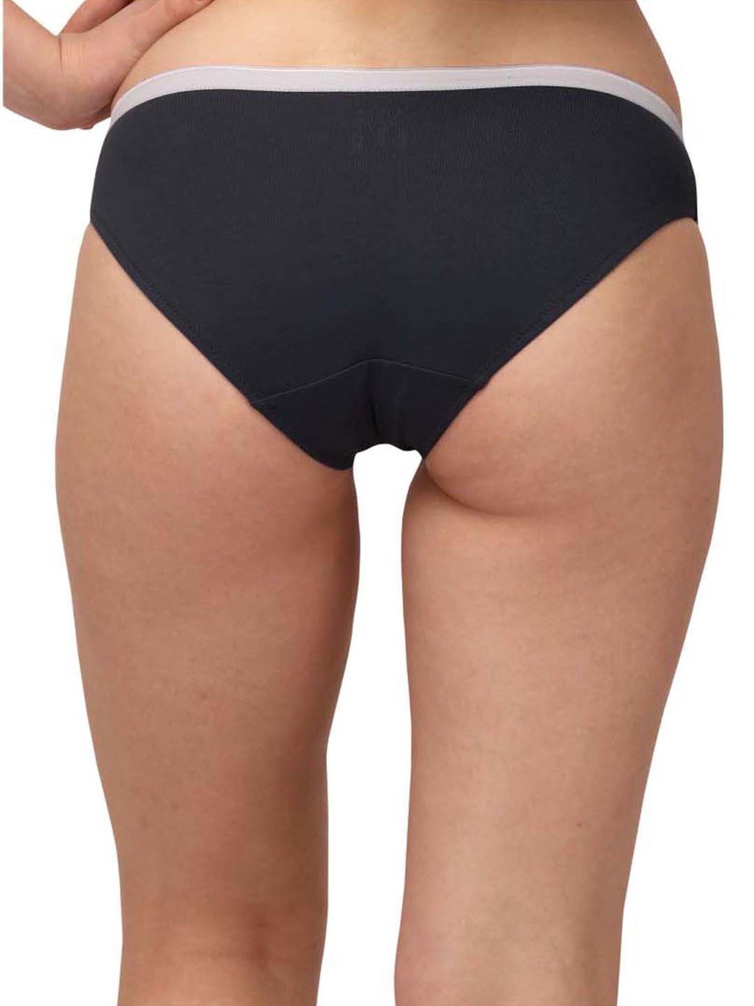 Soie White & Navy Cotton Printed Bikini Panties - Pack Of 6