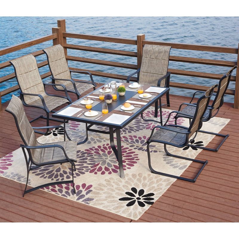 6pc Steel Patio Dining Sets Gray - Lokatse