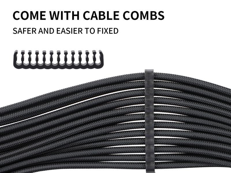 PSU Extension cable,HYMAVIN PSU Sleeved Cable, 16AWG White Braided ATX EPS PCI-E Extension Cable Kit with Combs for CPU GPU Power Supply Unit 30CM,4 + 4 pin, 6 + 2 pin, 24 pin ATX extension,White