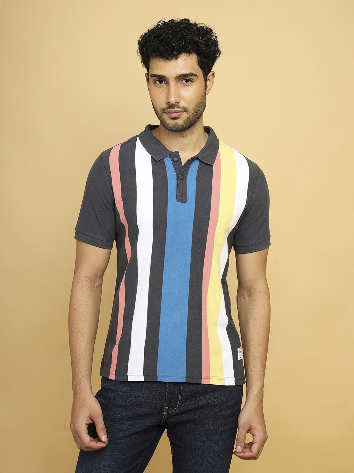 Wrangler Multi Cotton Regular Fit Striped Polo T-Shirt