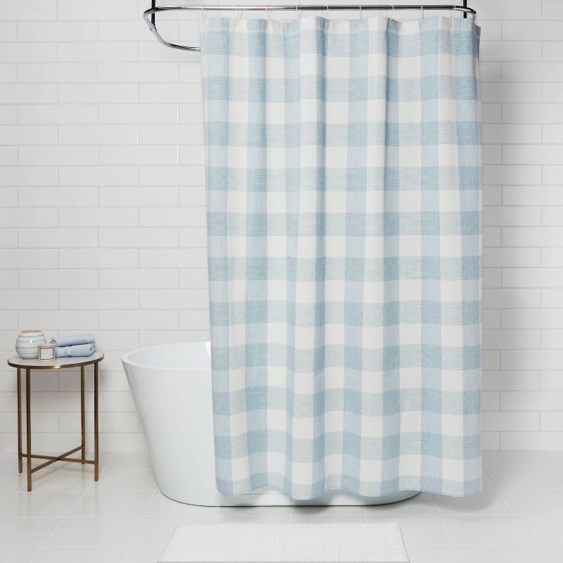Gingham Checkered Shower Curtain Borage Blue - Threshold™