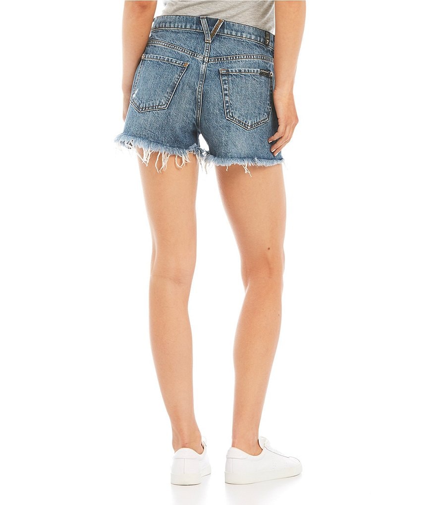 7 for all mankind Monroe Exposed Button Fly Cut Off Shorts