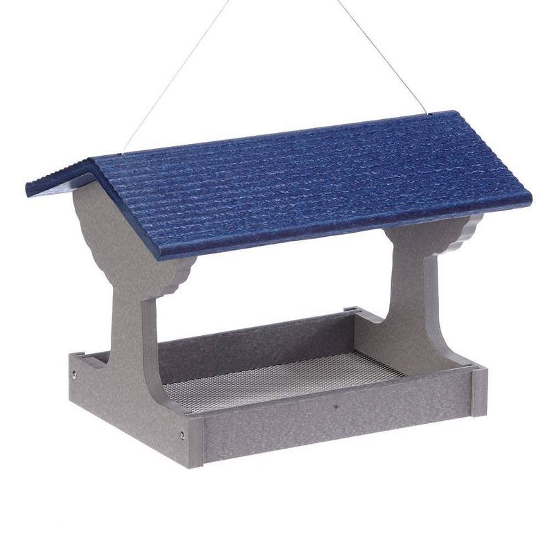 Birds Choice Fly-Thru Feeder Gray with Blue Roof