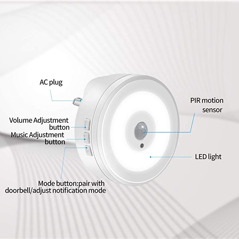 WiFi Video Doorbell Receiver  Camera Video Chime with 58 Ringtones 4 Adjustable Volume Levels Night Light White ReceiverDoorbell Receiver only