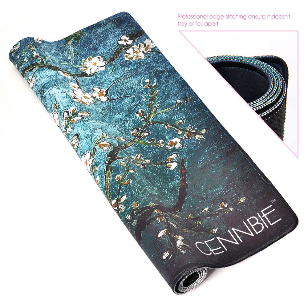 Cennbie Blossoming Almond Tree Rectangle Large Gaming Mouse Pad Extended Oblong Gaming Mousepad Mouse Mat in 895mm*395mm*1.8mm