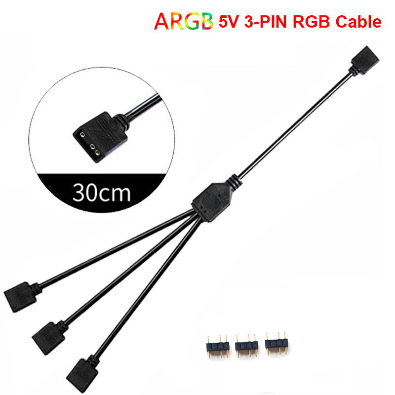 Enlabs 2 Pack 5V 3-Pin RGB 3-Way Female to x Female RBW LED Strip Splitter Cable,3 Port AURA RGB Lighting Hub w/ Gender Changer Adapter - 1 Foot