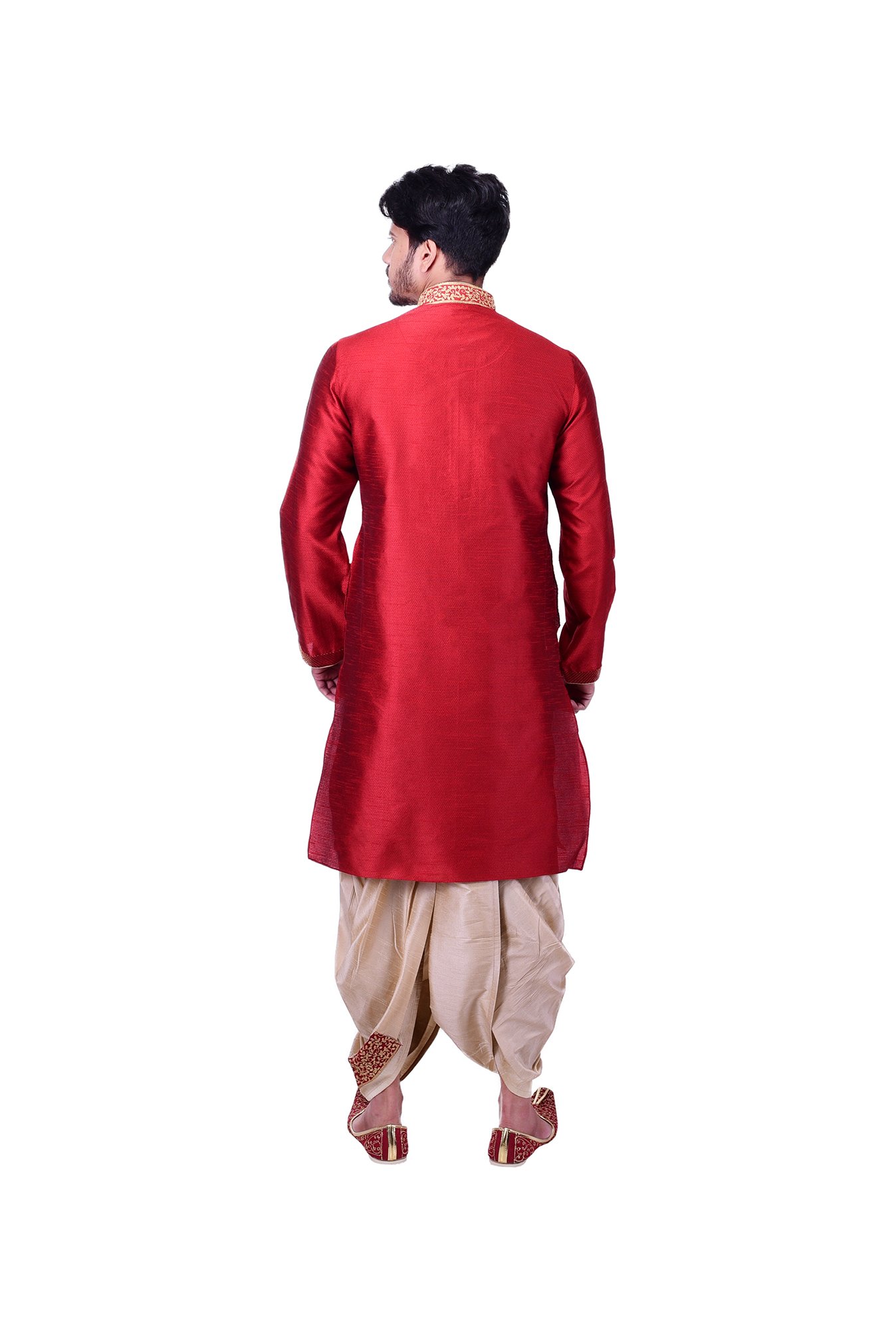 Manyavar Maroon Self Design Kurta & Churidar Set