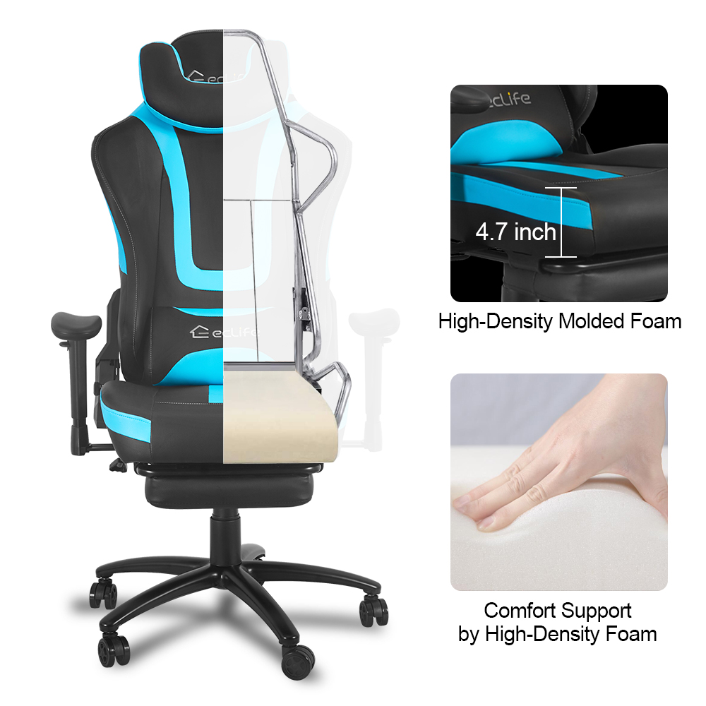 Ergonomic Racing Gaming Chair LUCKWIND Racing Chair
Massage Gaming Chair Office Chair Height Adjustment Recliner Swivel Rocker With Adjustable Headrest Retractable Footrest And Massage Lumbar Pad