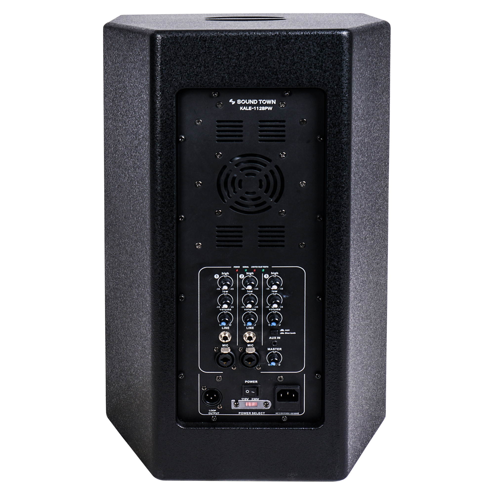 Sound Town 12&rdquo; 700W Powered DJ PA Speaker with Bluetooth, Titanium Compression Driver and 3-Channel Mixer for Bands, Solo Performers, Mobile DJ, Karaoke, Home Studio, Church, Black (KALE-112BPW)