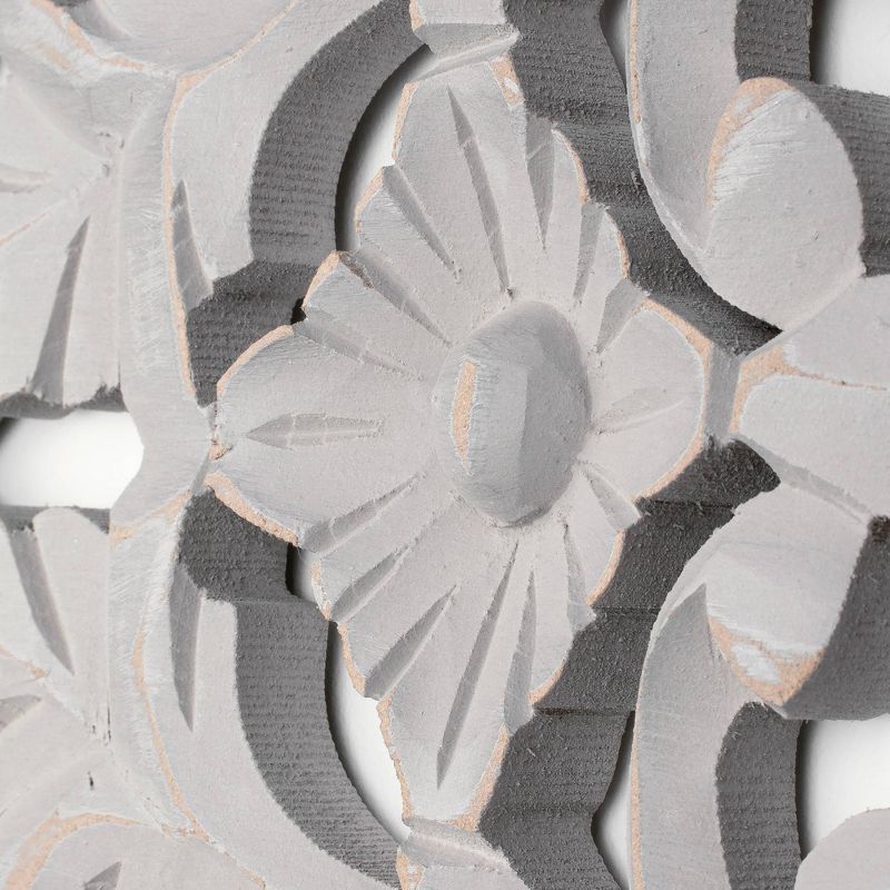 Hand Carved Coat Rack Wall Shelf Dove Gray - Crystal Art Gallery