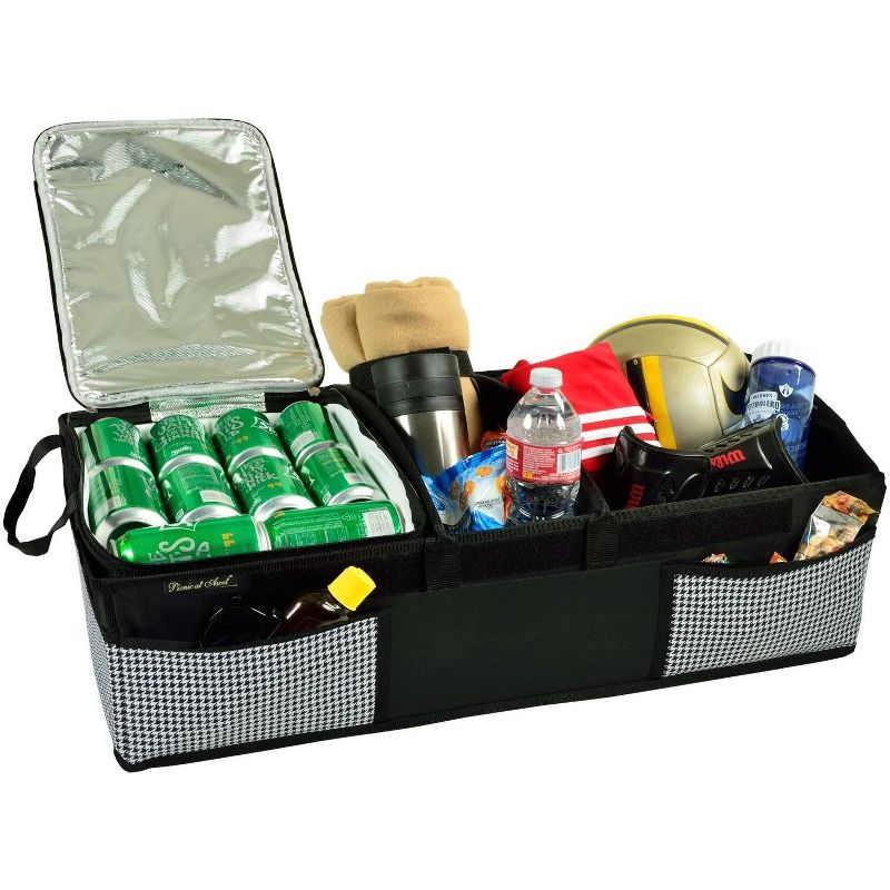 Picnic at Ascot - Ultimate Heavy Duty Trunk Organizer w/Cooler - No Slide Rigid Base - 70 LB Capacity - 30" wide x 14.75" deep X 9" high - Houndstooth