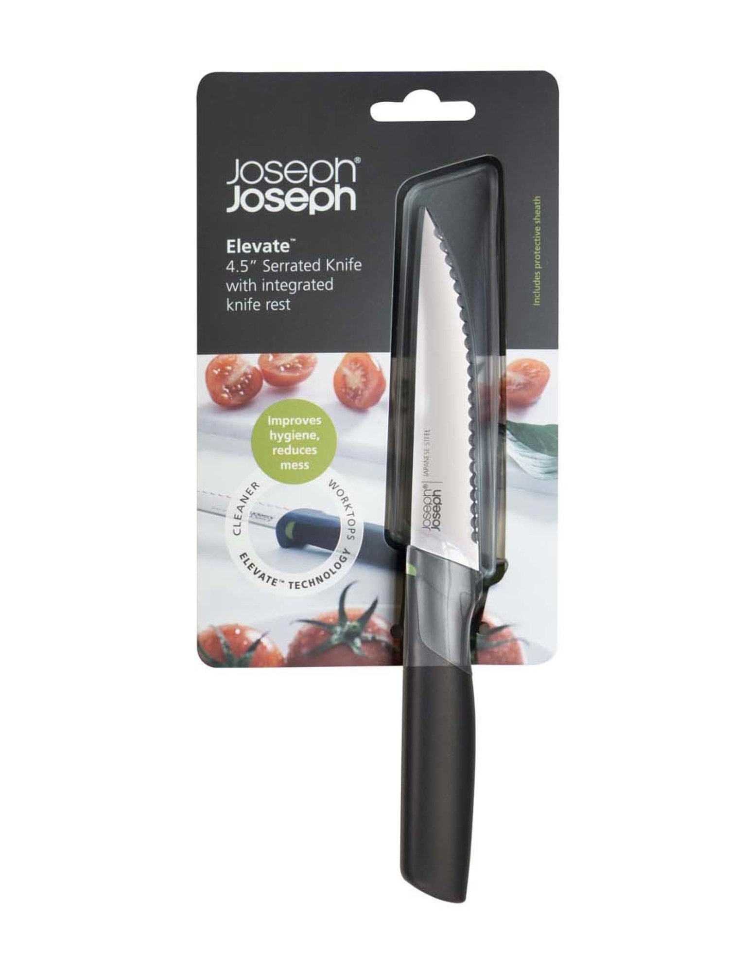 Joseph Joseph Black/Steel Stainless Steel 3 cm Serrated Knife - Set of 1