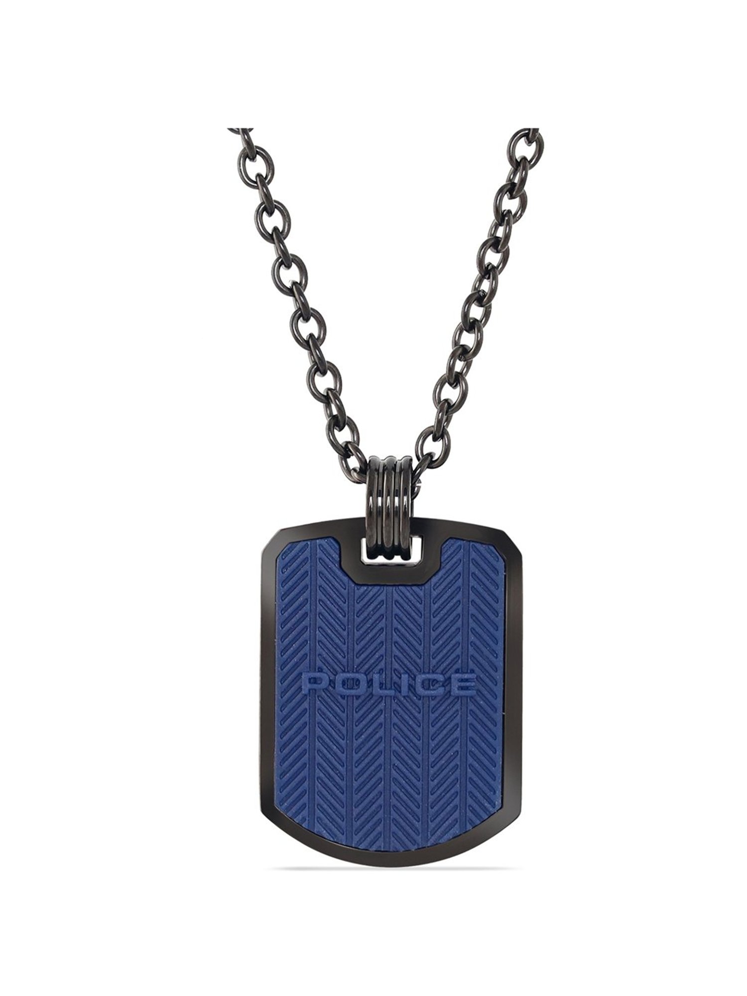 Police Black-Plated Onset Necklace for Men