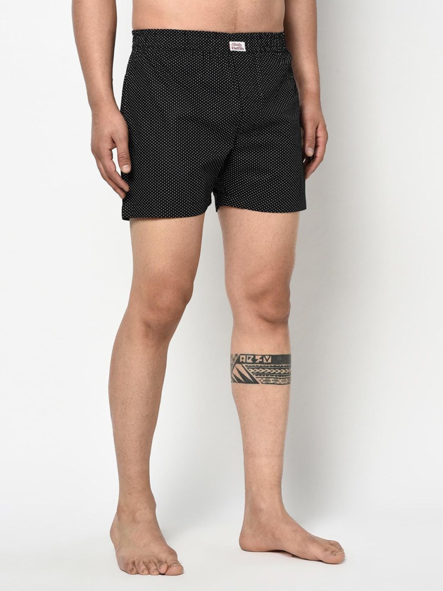 The Daily Outfits Black Cotton Regular Fit Polka Dots Boxers