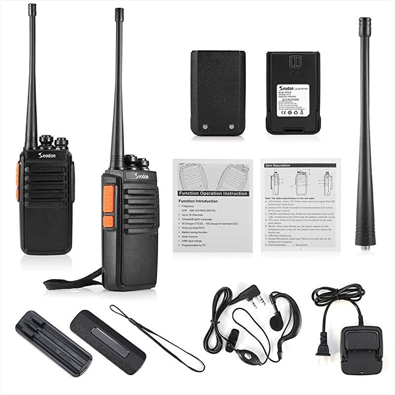 Walkie Talkies for Adults Long Range with One Extra Battery for Each Radio Rechargeable Walkie Talkie Two Way Radios with Earpiece/Headsets(2 Pack)