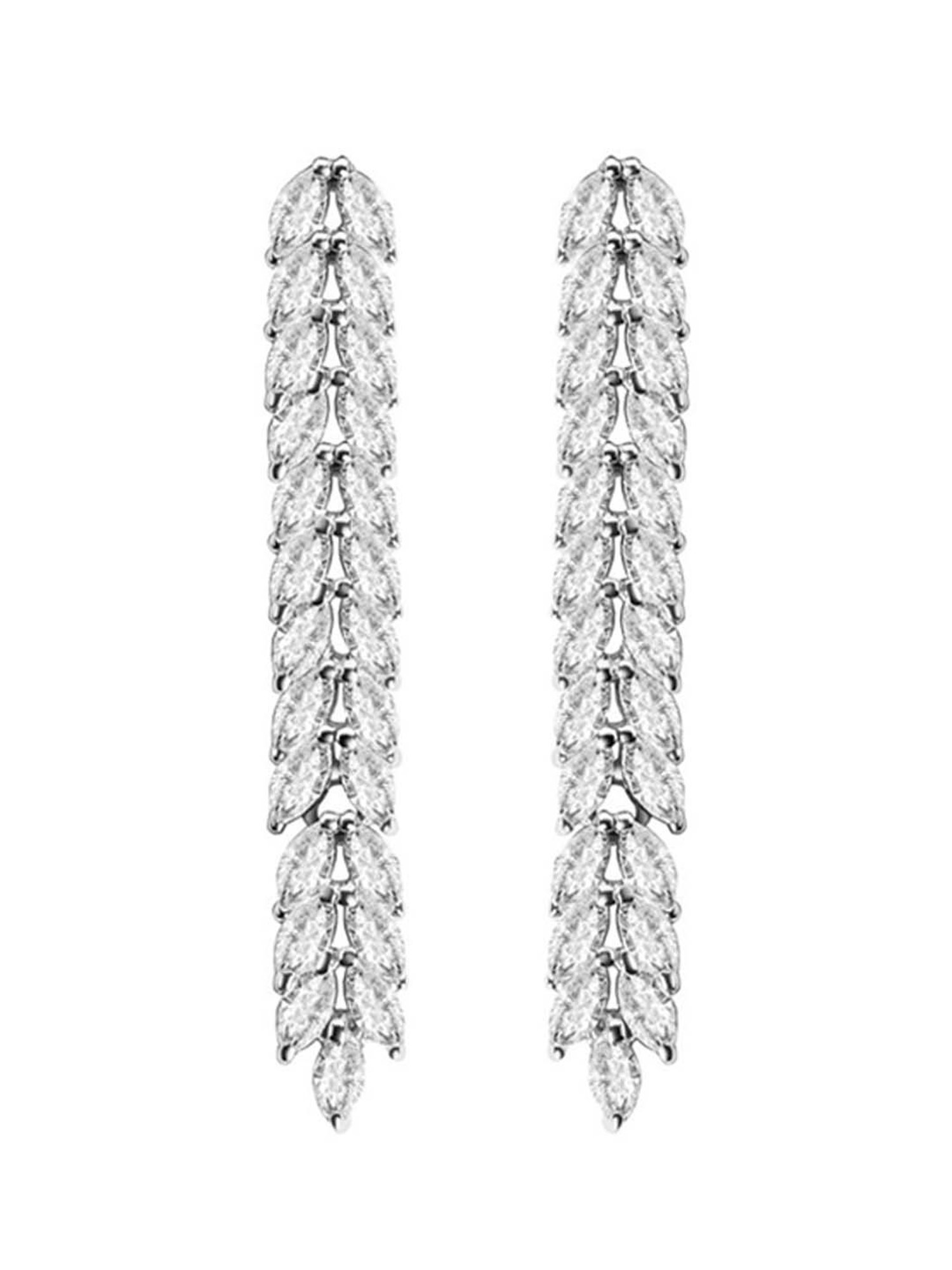 Clara 92.5 Sterling Silver Stone Princess Dangler Earrings for Women