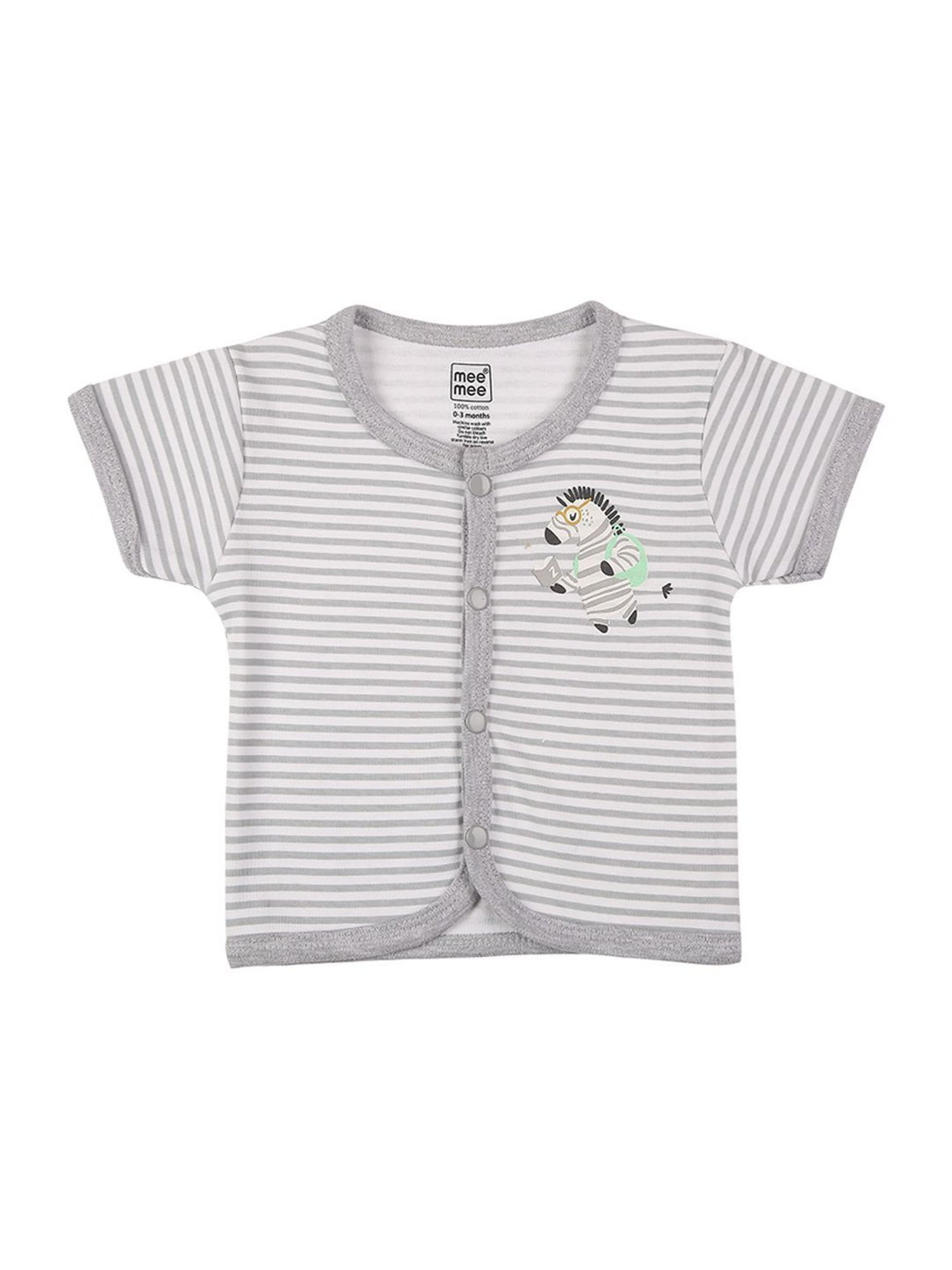 Mee Mee Kids Green & White Cotton Printed Jabla (Pack of 3)