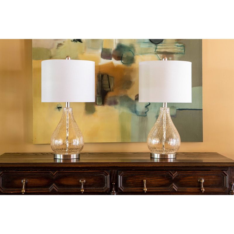22.5" Set of 2 Crackled Teardrop Table Lamp Iridescent Gold - Decor Therapy