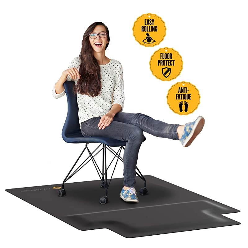 Chair Mat with Anti Fatigue Cushioned Foam Chair Mat for Harwood Floor with Foot Rest Under Desk 2 in 1 Chairmat Standing Desk AntiFatigue Comfort Mat
