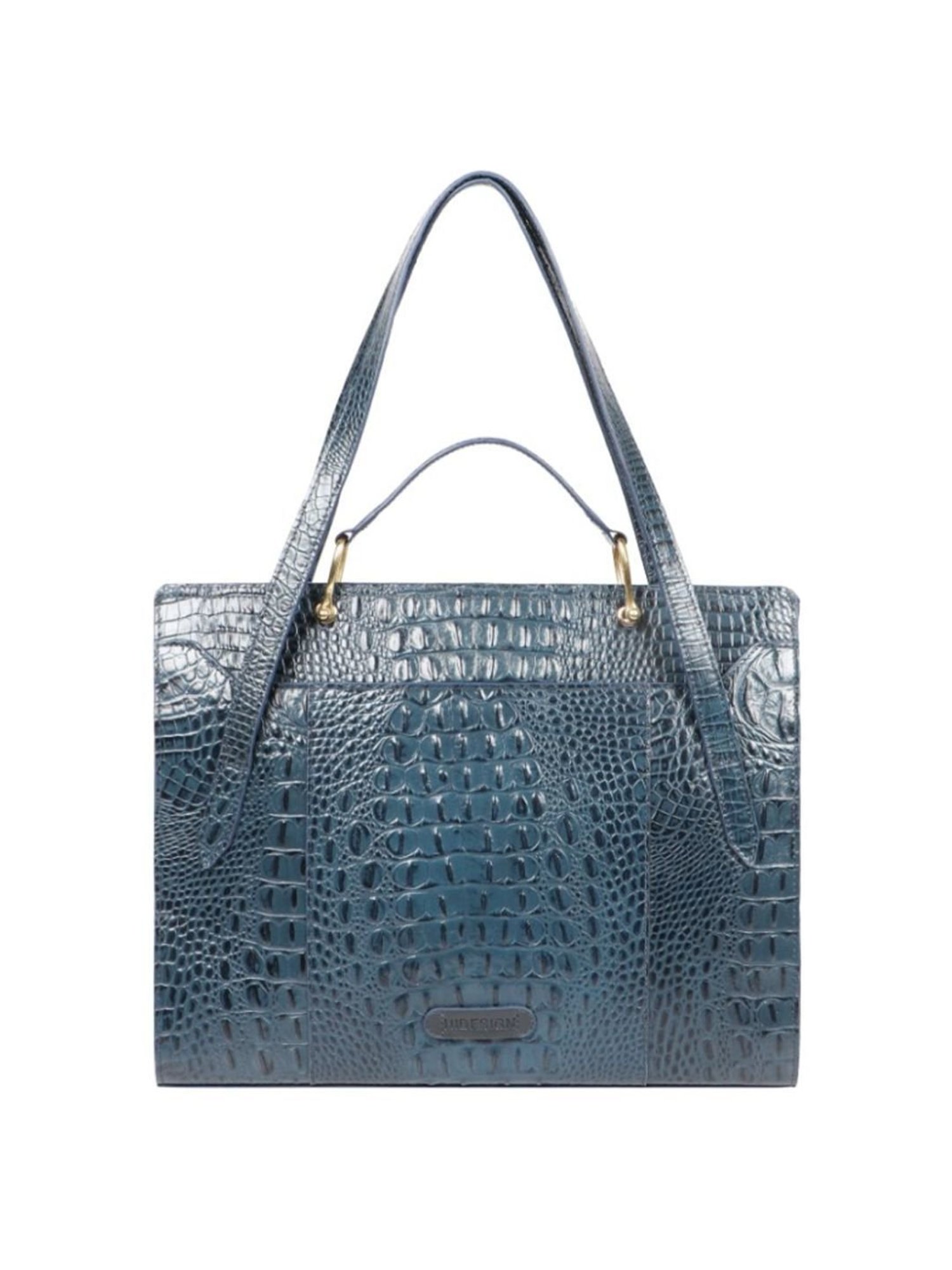 Hidesign Palo Alto Psadena Blue Textured Large Tote Handbag