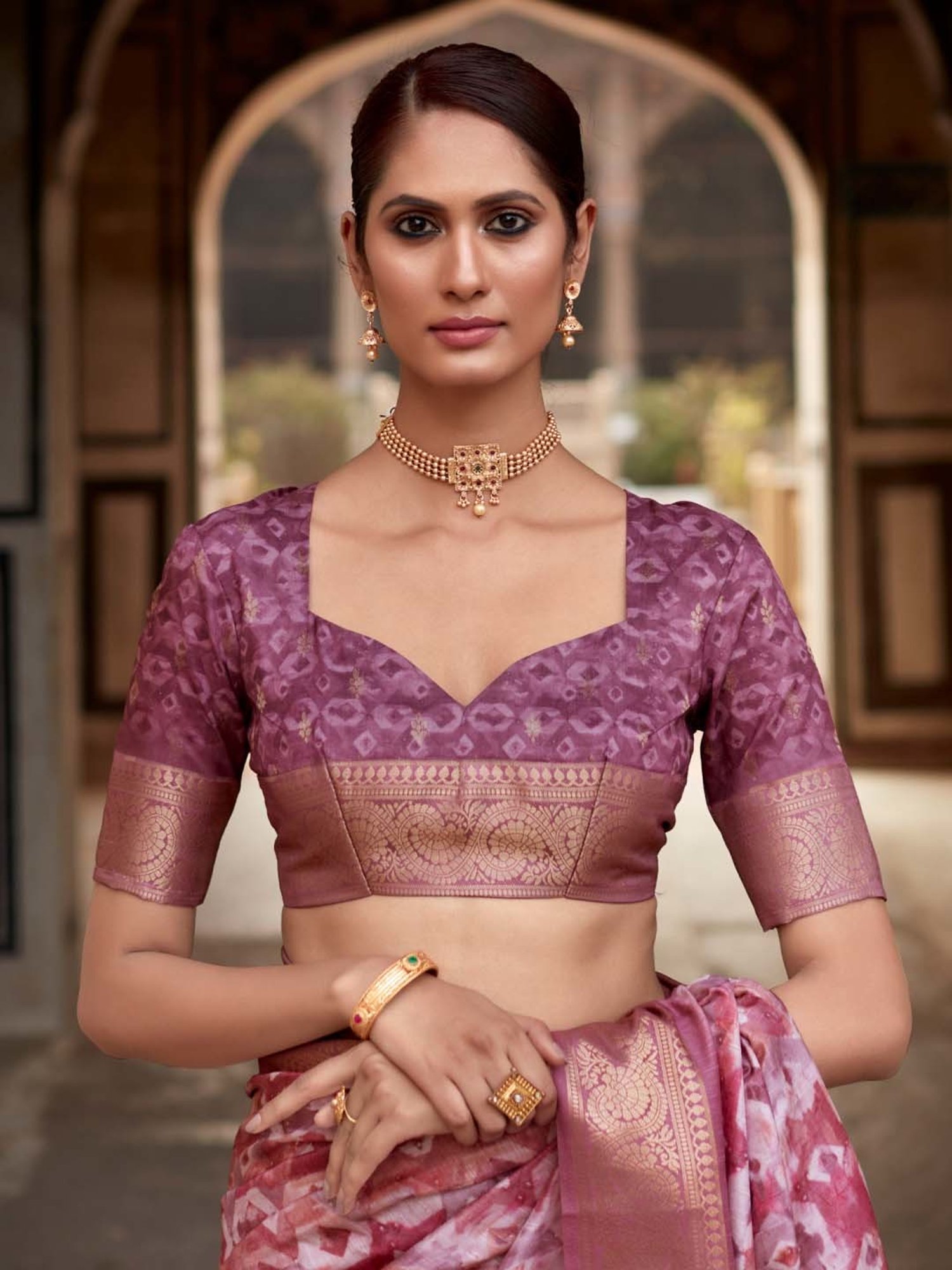 Saree Mall Purple Woven Saree With Unstitched Blouse