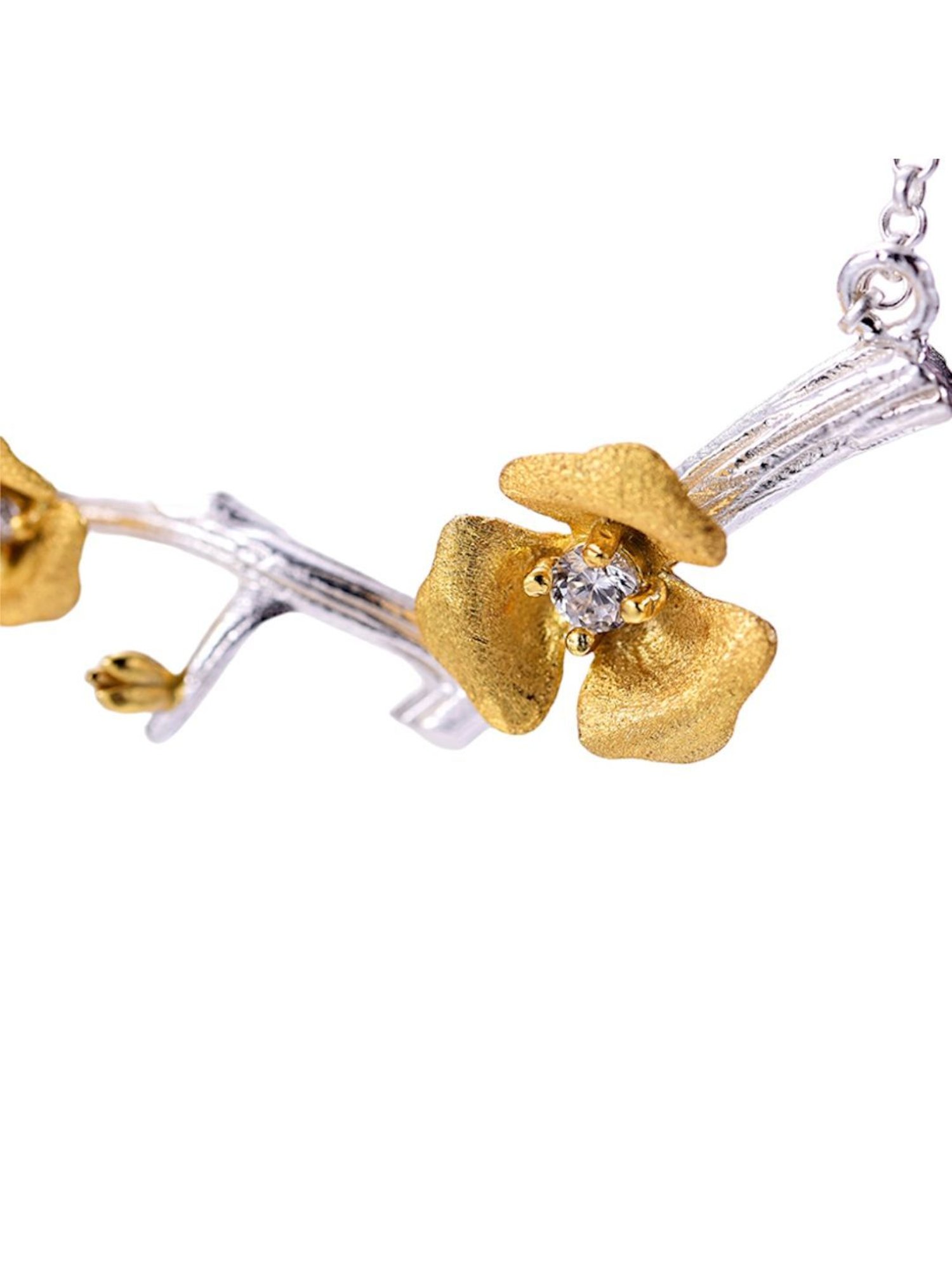 Rihi by P.C. Chandra Jewellers 92.5 Sterling Silver Silver Flower Branch Necklace for Women & Girls