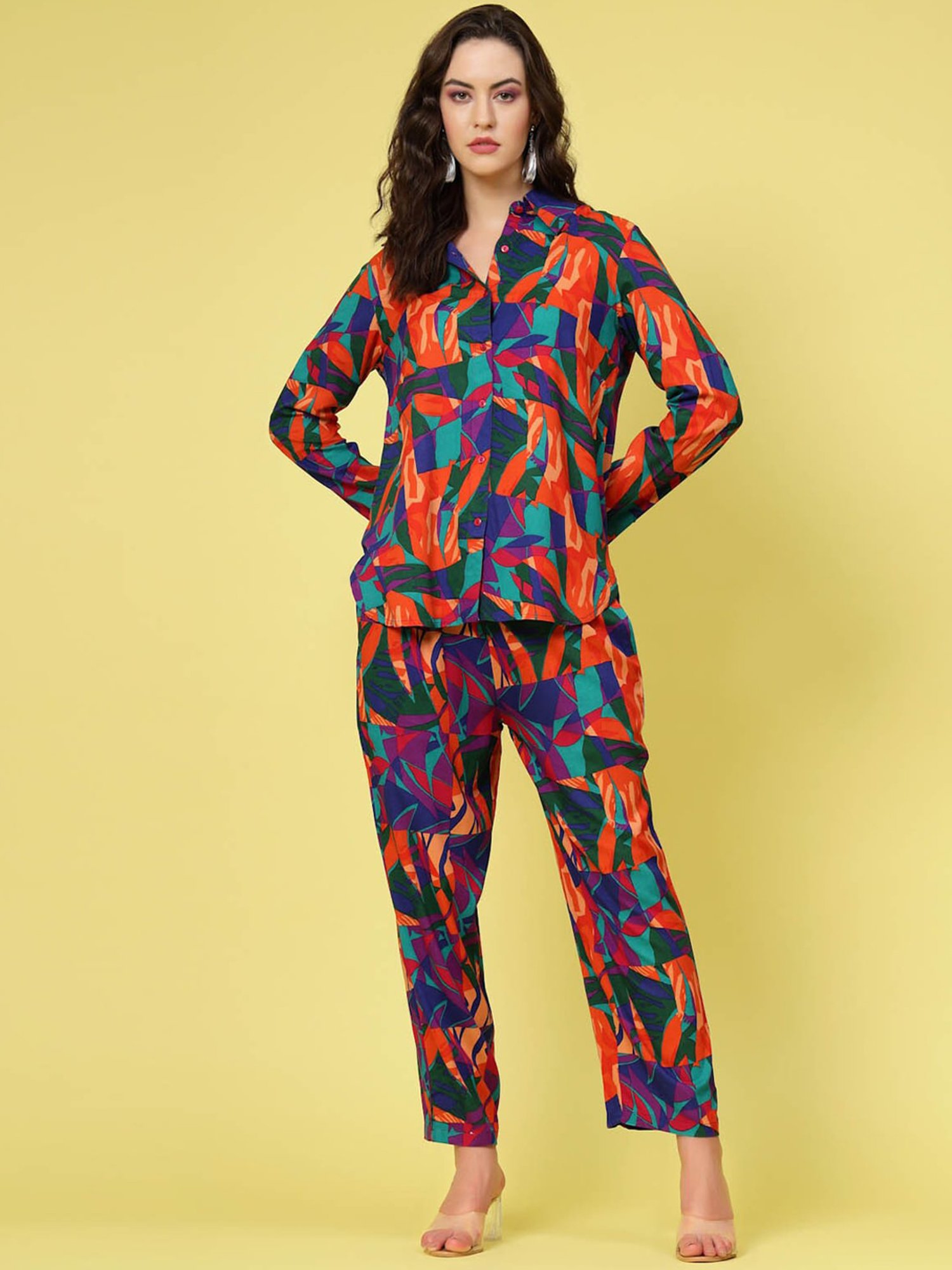 Melon by PlusS Multicolor Printed Shirt With Trousers