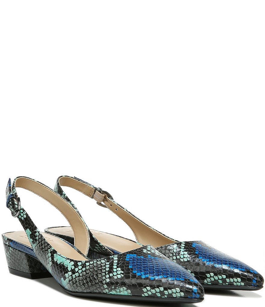 Naturalizer Banks Snake Print Leather Slingback Dress Pumps