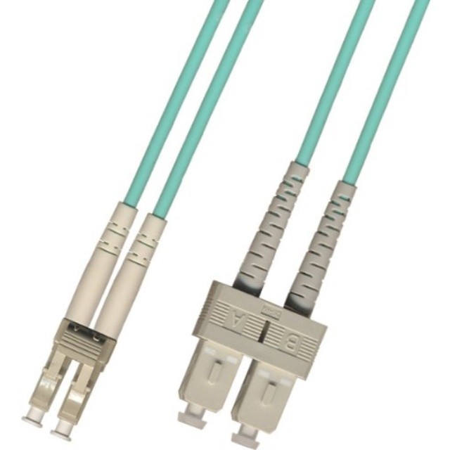 2 Meter - Multimode Duplex 10 Gigabit (10Gb) OM3 Fiber Optic Cable (50/125) - LC to SC - Aqua