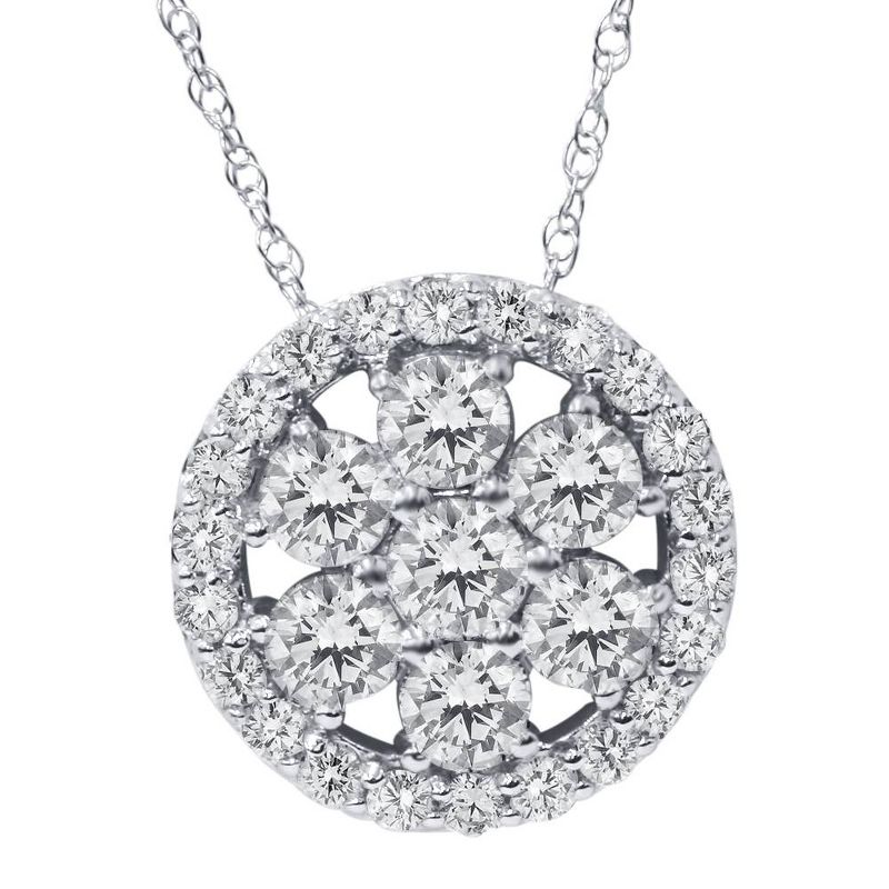 Pompeii3 1 ct Diamond Halo Pendant 14K White Gold