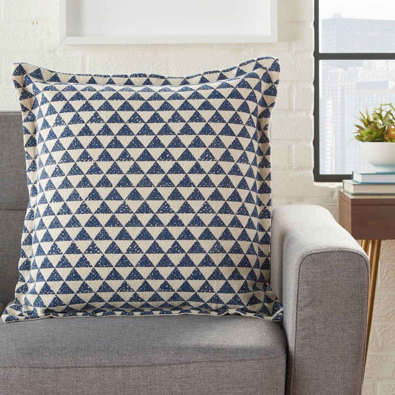Life Styles Printed Triangles Oversize Square Throw Pillow Indigo - Nourison