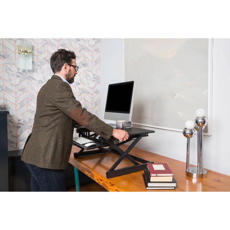 38" Large Height Adjustable Standing Desk Converter Black - Rocelco
