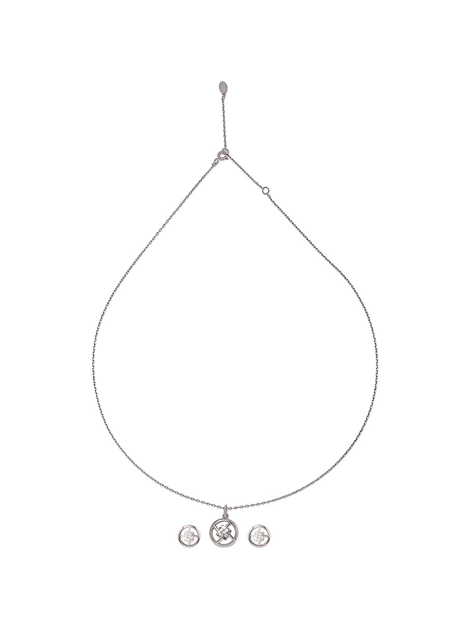 Silberry 92.5 Sterling Silver Bouquet Pendant Set