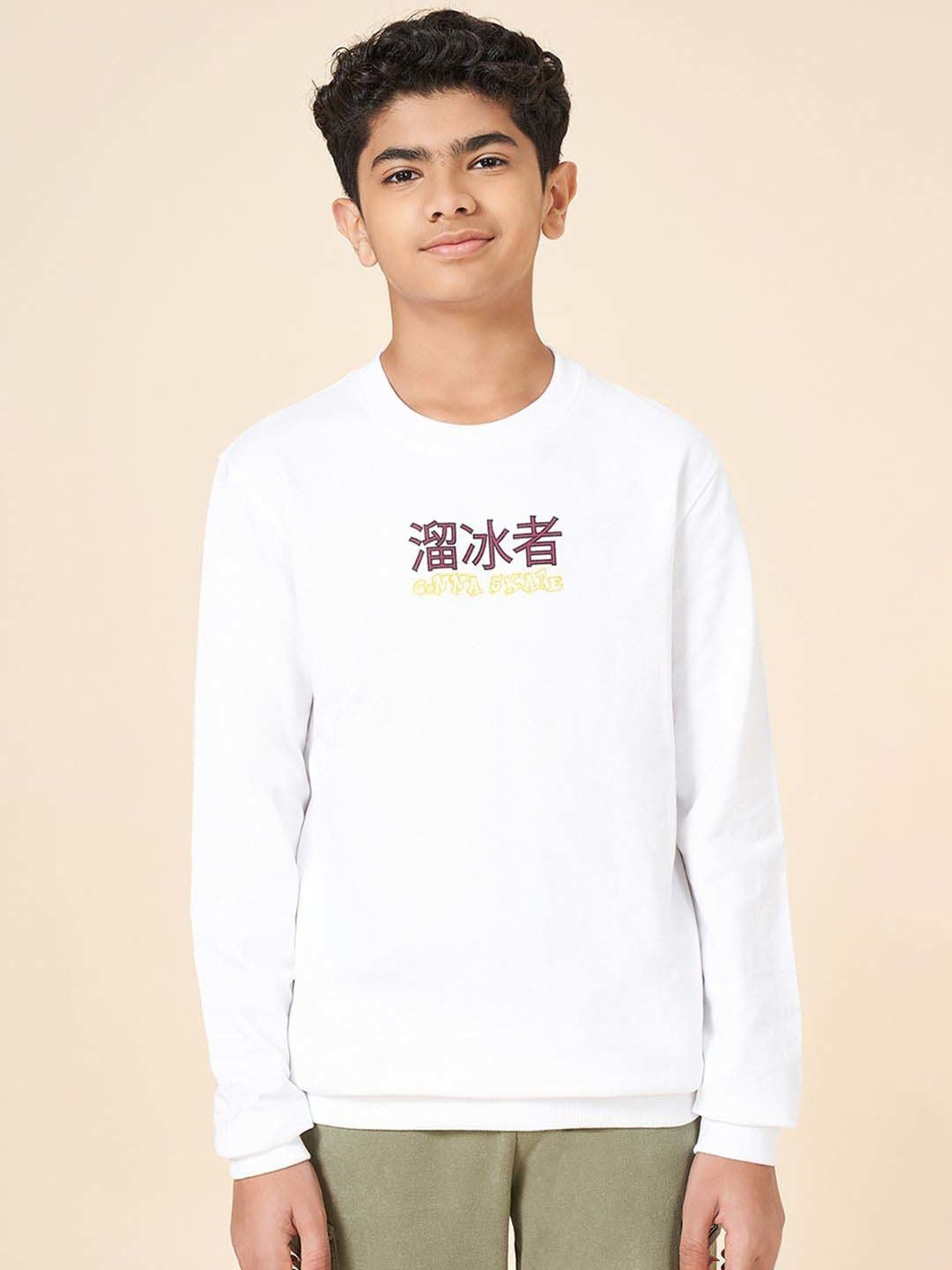 Coolsters by Pantaloons Boys Bright White Cotton Printed Full Sleeves Sweatshirts & Hoodies