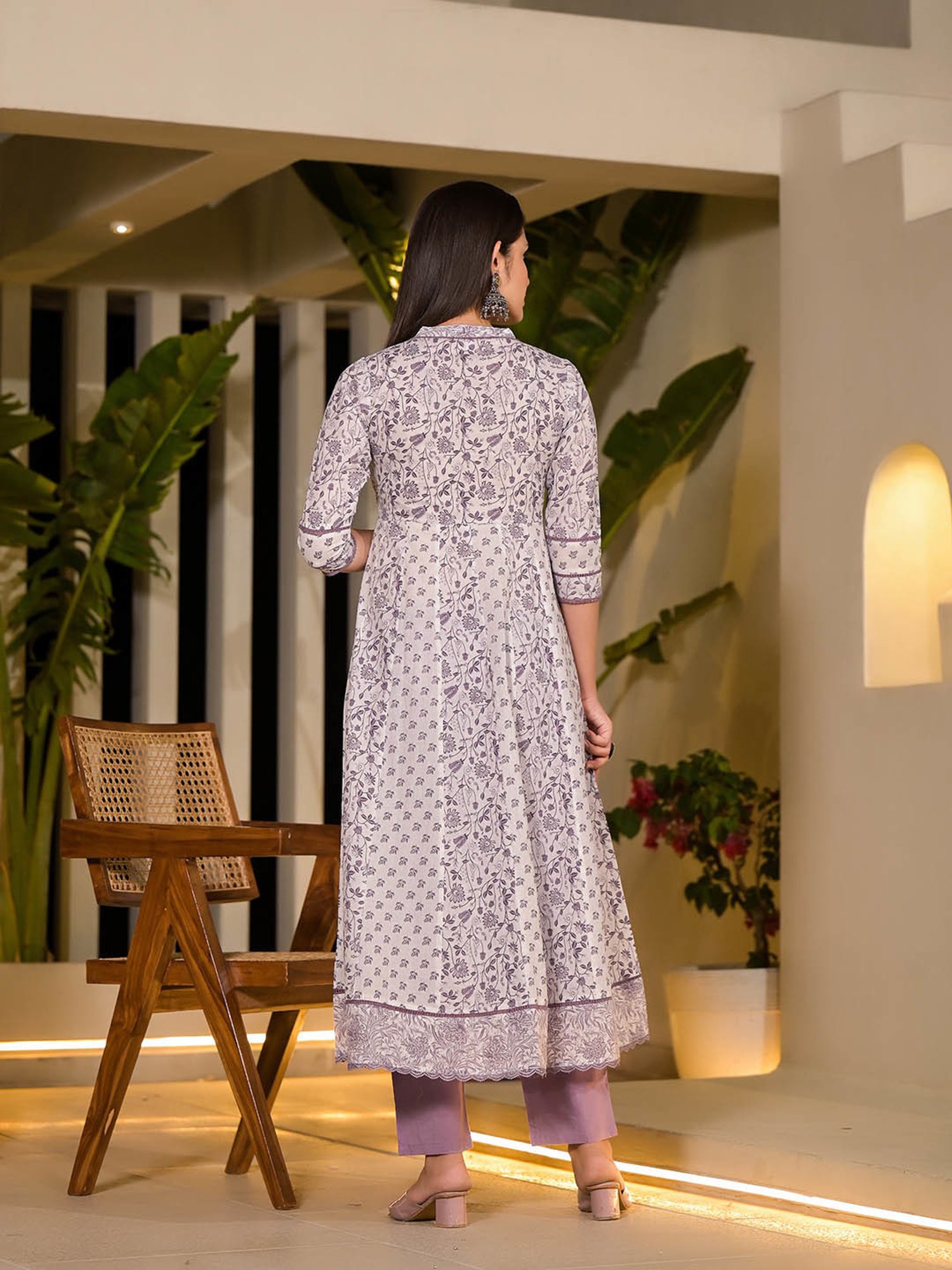 Yufta Purple Floral Kurta Pant Set