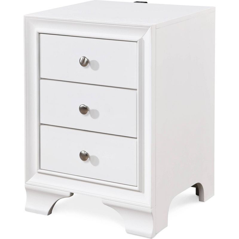 Edmond 3 Drawer Nightstand with USB White - ClickDecor
