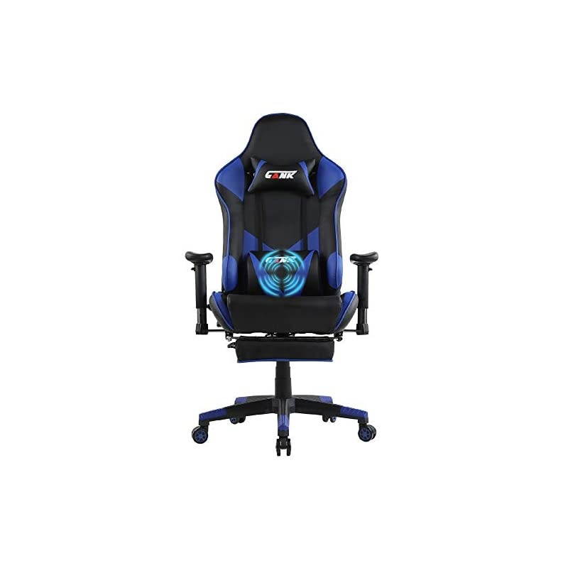 Gaming Chair Racing Office Computer Chair High Back PU Leather Swivel Chair with Adjustable Massage Lumbar Support and Headrest