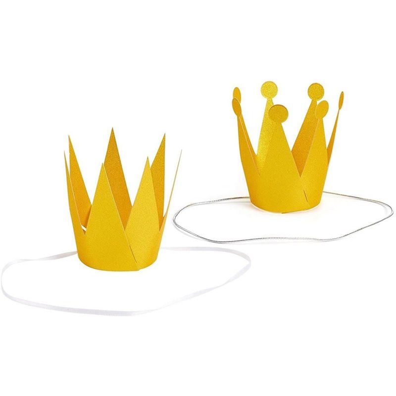 Blue Panda 12 Pack Gold Crown Party Hats, Princess Prince Kids Birthday Party Supplies, King and Queen Style