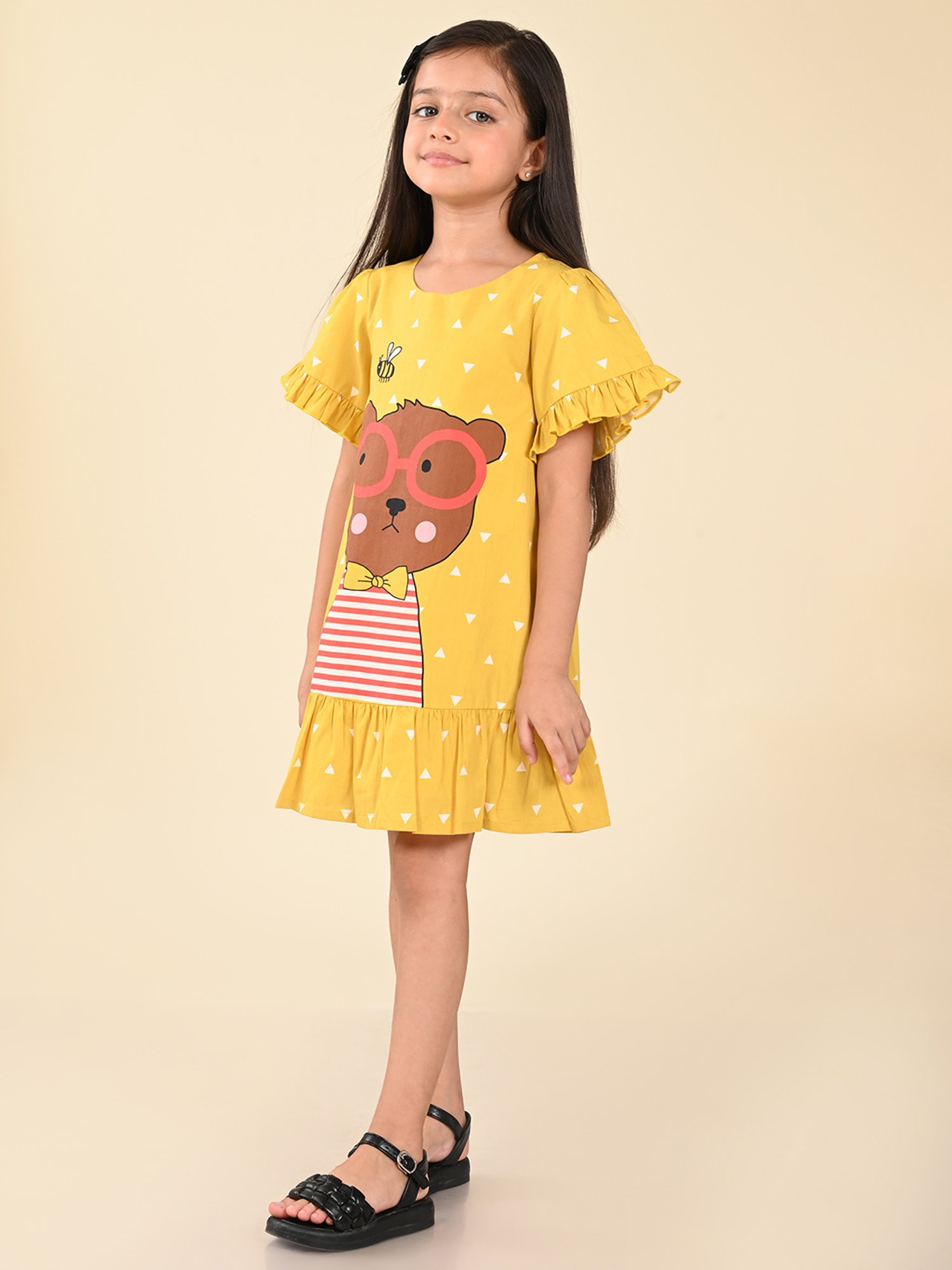 LilPicks Kids Yellow Printed Dress