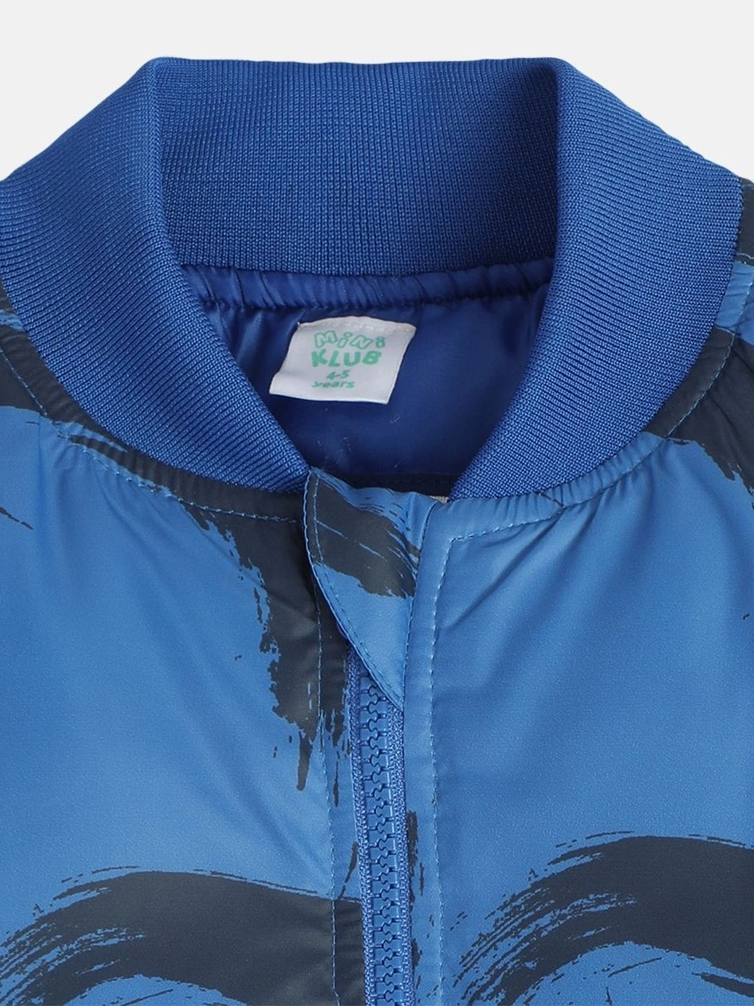 MINIKLUB Boys Blue Cotton Printed Full Sleeves Jacket
