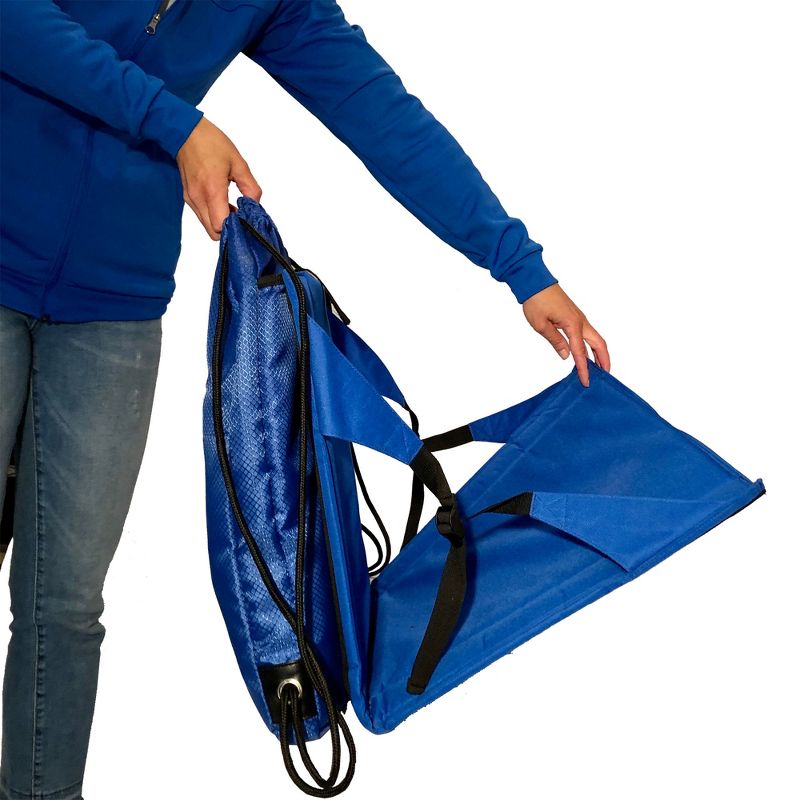 Ostrich PakSeat Padded Folding Stadium Seat Backpack String Bag, Blue (2 Pack)