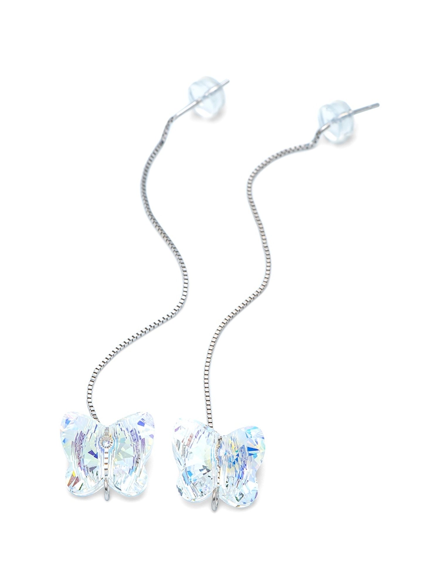 Silberry 92.5 Sterling Silver Butterfly Slay Swarovski Earrings for Women