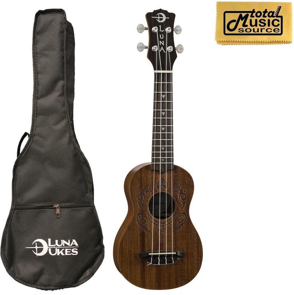 Luna Mahogany 21 Inch Soprano Ukulele, UKE HONU, Pitch Pipe, Gig Bag, TMS Polis