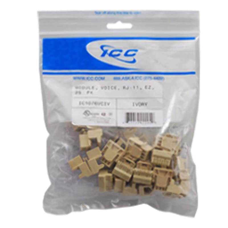 Voice RJ11 Keystone Jack for EZ Style, Ivory, 25-Pack